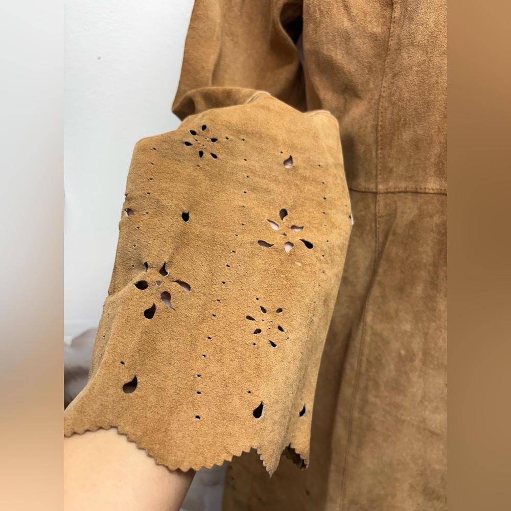 Tan Leather Women's Coat - Picture 3 of 16